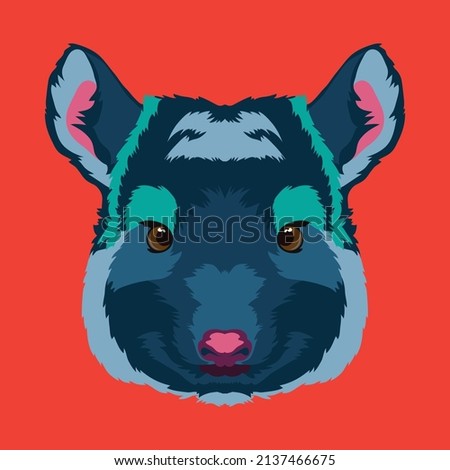 Cute Chincila face vector illustration in decorative style, perfect for kids tshirt design and mascot logo