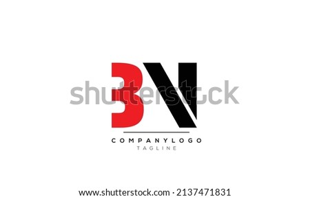 Alphabet letters Initials logo BN