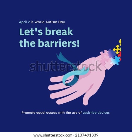 hand vector drawing and world autism day text for background and wallpaper