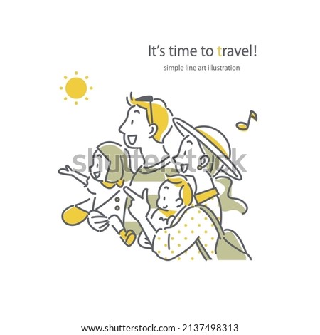 happy family on travel,  friendly illustrations Royalty-Free Stock Photo #2137498313