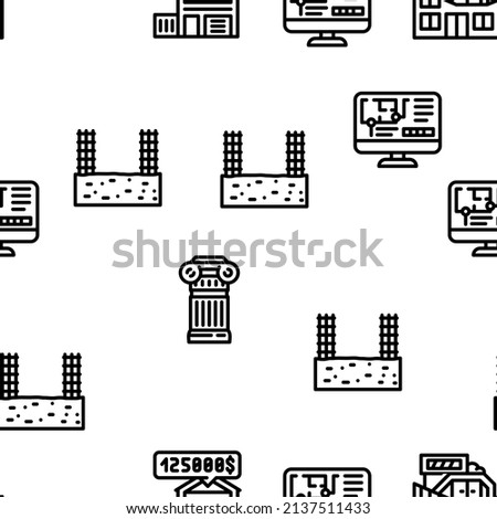 Architect Professional Occupation Vector Seamless Pattern Thin Line Illustration