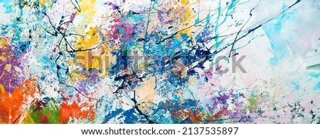 Multicolored abstraction of splashes of acrylic paints. On a white background
