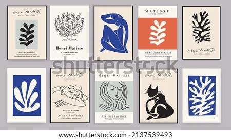 Matisse Abstract Art Set, Aesthetic Modern Art, Boho Decor, Minimalist Art, Illustration, Vector, Poster, Postcard. Collection for decoration. Vector all isolated. Set of abstract trendy creative art. Royalty-Free Stock Photo #2137539493