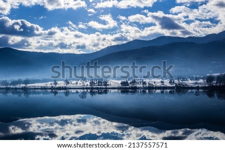 Great landscape of a lake in the winter