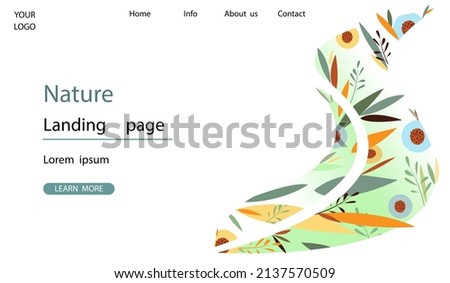 Nature landing page template with abstract leaves.Vector illustration for a website.mobile application,banner.
