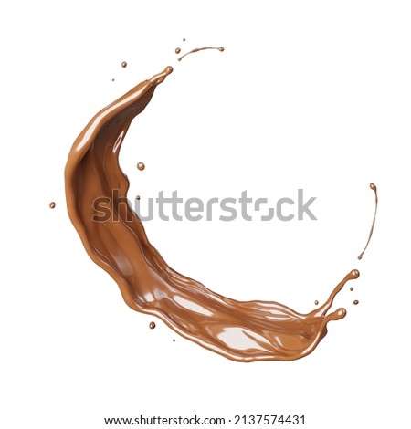 3d render of Chocolate splashing isolated on white Background.