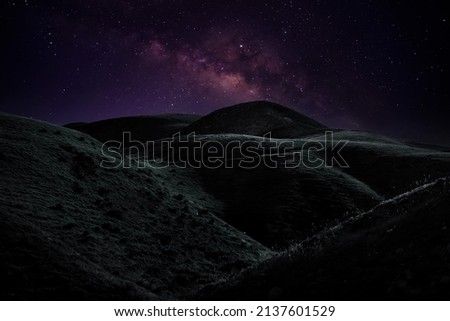 Landscape with Milky Way. Night sky with stars