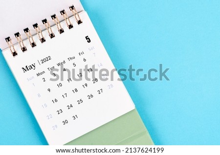 The May calendar 2022 on blue background. Royalty-Free Stock Photo #2137624199