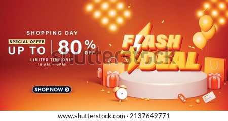 Flash sale banner template design for web or social media. Royalty-Free Stock Photo #2137649771