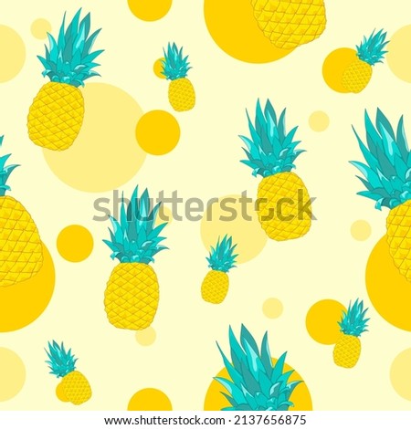 Colorful background, Pineapple background.tropical, Fresh concept  design,Cute pattern.Pattern design