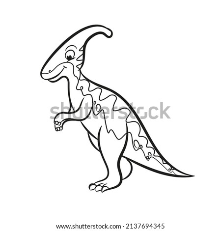 Parasaurus cartoon illustration coloring book