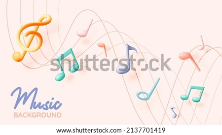 Music notes, song, melody or tune 3d realistic vector icon for musical apps and websites background vector illustration Royalty-Free Stock Photo #2137701419