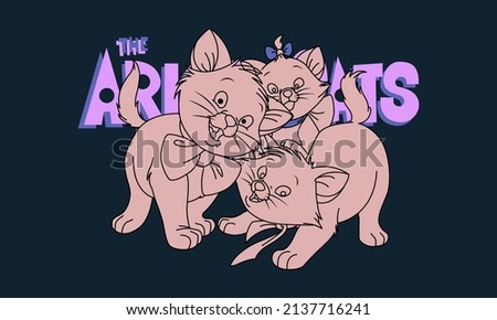 Best Friends Cat Three Together Vector Illustrator Print for t-shirt and other uses