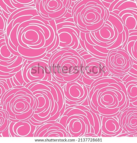 Spring colorful vector illustration with pink roses. Cartoon style. Design for fabric, textile, paper. Holiday print for Easter, Birthday, 8 March. Flowers with leaves.