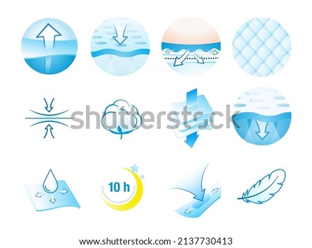 A set of icons for the absorbent material. Great for feminine pads, baby diapers, tissues, etc. EPS10. Royalty-Free Stock Photo #2137730413