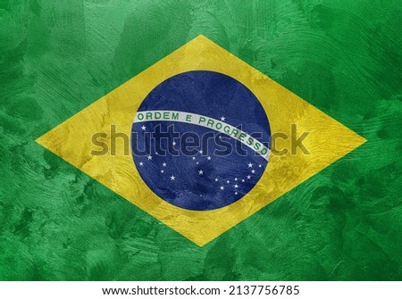 Textured photo of the flag of Brazil.