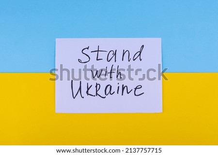 Stop war in Ukraine concept with flag colors
