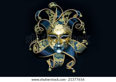 Ornate handmade venetian mask on black background