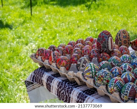traditional decorated orthodox easter eggs from romania	

