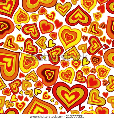 Seamless pattern with hand drawn ornamental hearts, clipping mask is used, vector illustration.  Hearts. Valentine's day.