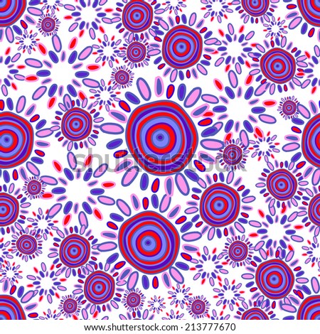 Seamless pattern with hand drawn flowers and snowflakes. Clipping mask is used, vector illustration.