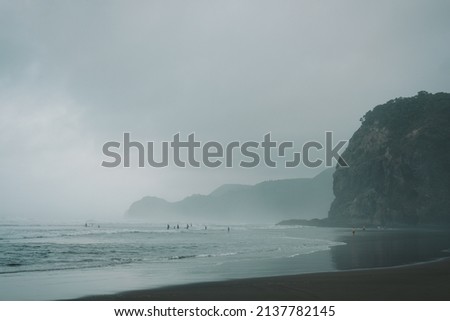 A dark, cloudy day at the beach