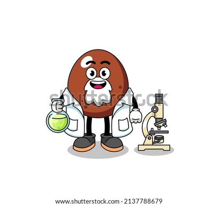 Mascot of chocolate egg as a scientist , character design
