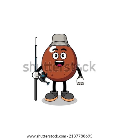 Mascot Illustration of chocolate egg fisherman , character design