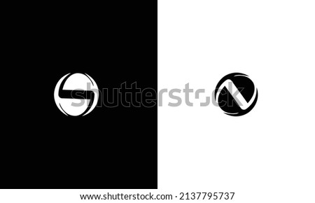 Outstanding professional elegant trendy awesome artistic black and white color S N initial based Alphabet icon logo.