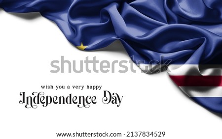 Cape Verde flag Celebrating Independence Day. Abstract waving flag on gray background