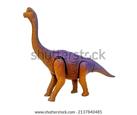 Dinosaur plastic figure toy isolated on white background with clipping path. It is the history of animals in the Jurassic period. It's a model about animals that kids love.