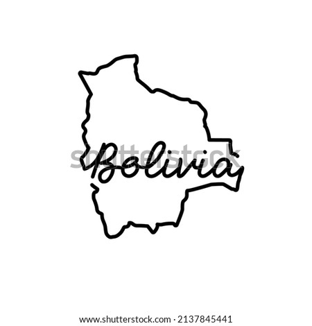 Bolivia outline map with the handwritten country name. Continuous line drawing of patriotic home sign. A love for a small homeland. T-shirt print idea. Vector illustration.