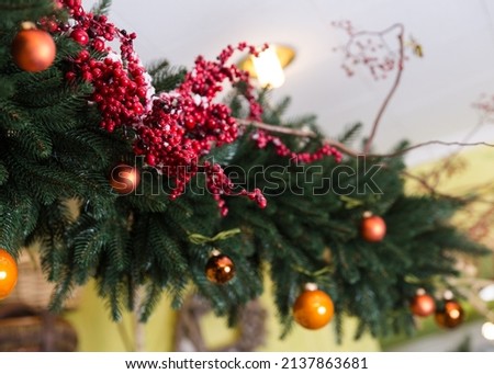 beautiful bright handmade Christmas toys on the Christmas tree