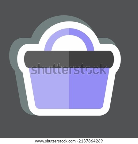 Vegetable Basket Sticker in trendy isolated on black background