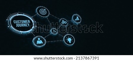 Internet, business, Technology and network concept. Inscription Customer journey on the virtual display. 3d illustration Royalty-Free Stock Photo #2137867391