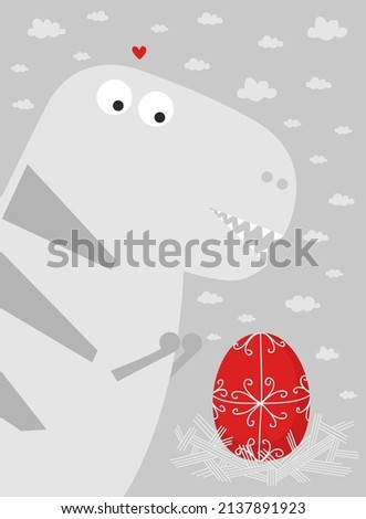 Illustration of the Tyrannosaurus and Easter egg