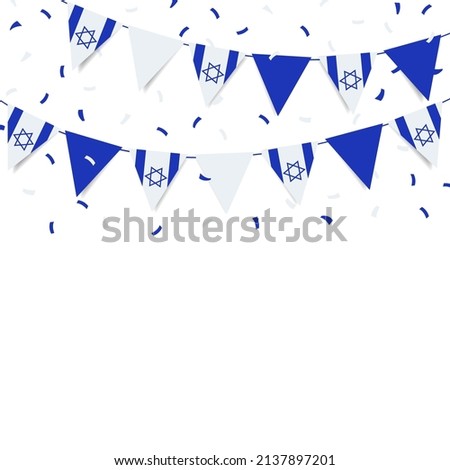 Vector Illustration of Independence Day of Israel. Garland from the flag of Israel on a white background.
 Royalty-Free Stock Photo #2137897201