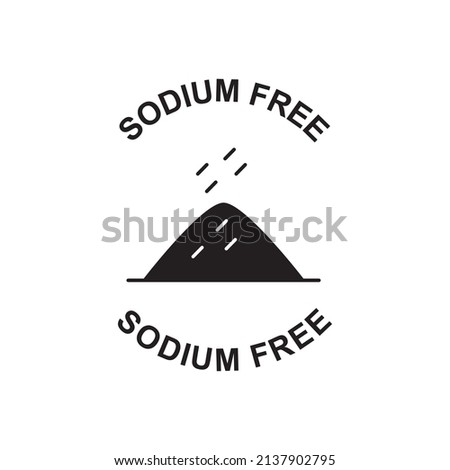 Sodium free label icon in black flat glyph, filled style isolated on white background
