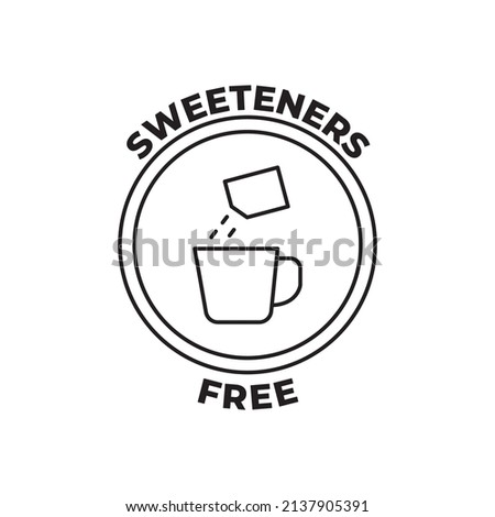 Sweeteners free label icon in black line style icon, style isolated on white background