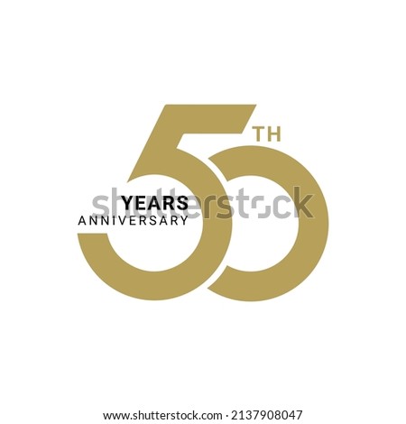 50 Year Anniversary Logo, Golden Color, Vector Template Design element for birthday, invitation, wedding, jubilee and greeting card illustration. Royalty-Free Stock Photo #2137908047
