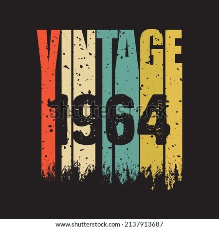 1964 vintage retro t shirt design, vector, black background