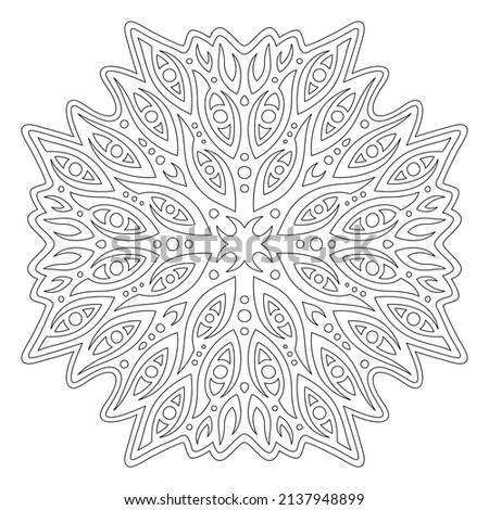 Beautiful monochrome linear vector illustration for adult coloring book page with abstract single pattern isolated on the white background