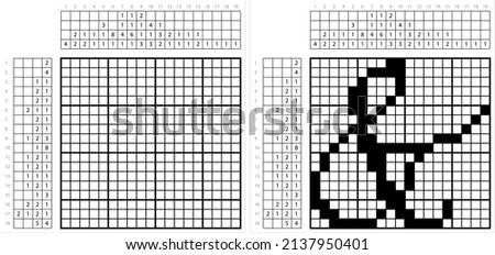 Ampersand Icon Nonogram Pixel Art, , Alphabet Ampersand Symbol, And, Alphabet, Character, Letter Vector Art Illustration, Logic Puzzle Game Griddlers, Pic-A-Pix, Picture Paint By Numbers, Picross