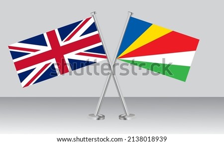 Crossed flags of United Kingdom (UK) and Seychelles. Official colors. Correct proportion. Banner design