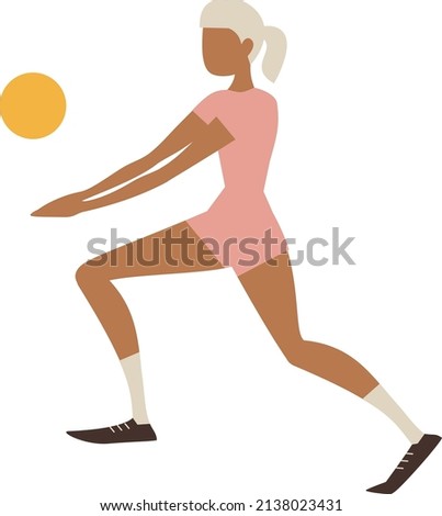 Vector illustration of cartoon volleyball player character on white background.
