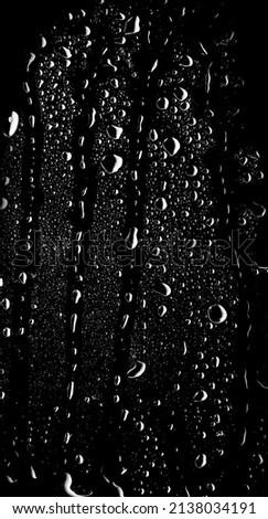 Water drops on the glass. Overlay effect of transparent drops on glass. Dripping raindrops. Fogging. Royalty-Free Stock Photo #2138034191