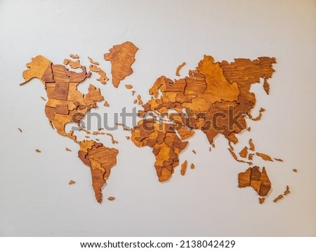 Close up shot of a brown wooden 3D map at Oklahoma