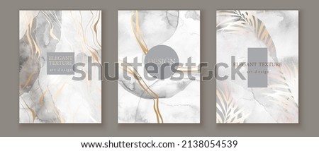 Elegant marble, stone texture set. Watercolor, ink vector background collection with white, pink, grey for cover, invitation template, wedding card, menu design.  Royalty-Free Stock Photo #2138054539