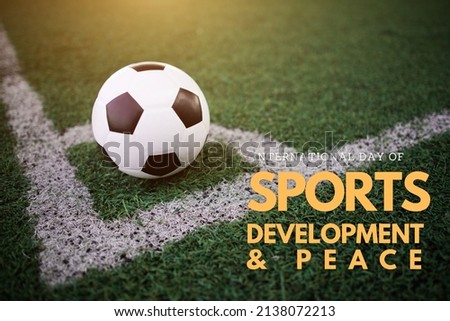 International Day of Sport for Development  Peace Football in Goal corner Royalty-Free Stock Photo #2138072213
