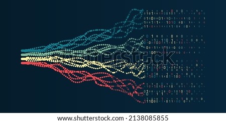 A dynamic array of information consisting of multi-colored lines and waves. Data sorting process. Big data stream futuristic infographics. File structuring, machine learning. Big data visualization. Royalty-Free Stock Photo #2138085855